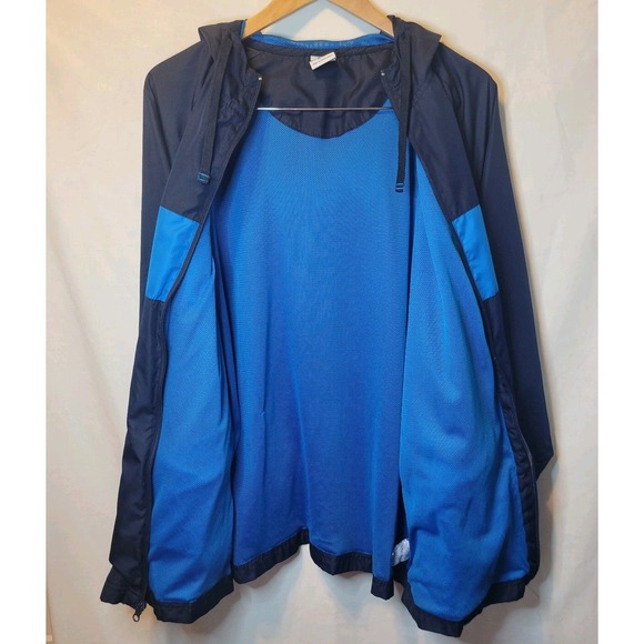 Y2K Retro Starter Wind Breaker Jacket Coat Cobalt Blue Colorblock Zip Logo Sz XL - Picture 5 of 5